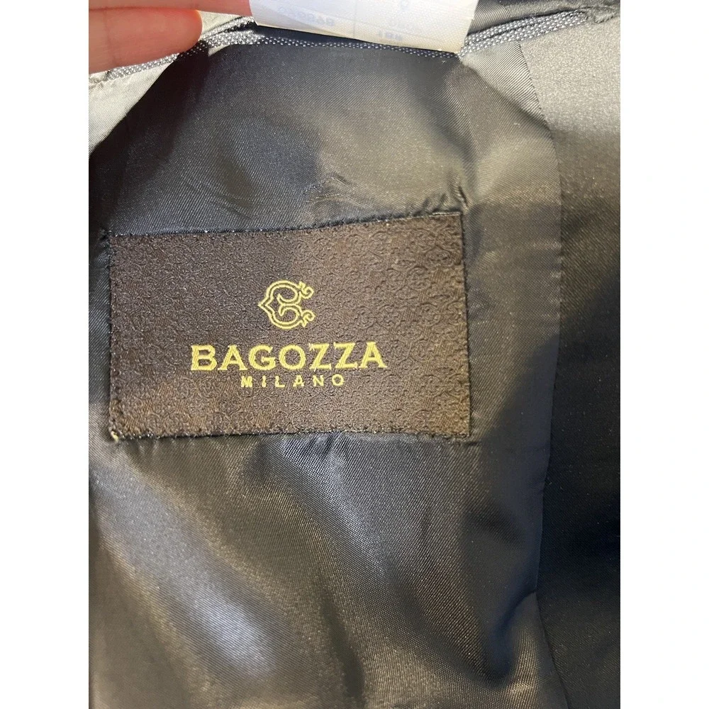Bagozza Milano Black Label Gray Wool Blend Satin Label Tuxedo Jacket 50